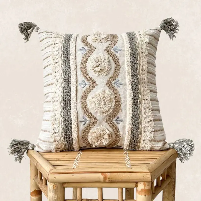 Artisanal Embellished Cushion Cover | Allora