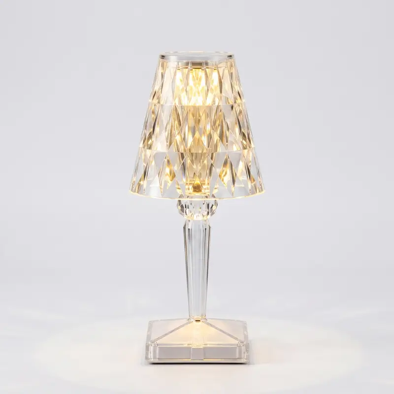 Crystal table lamp - rechargeable touch dimmable bedside glow