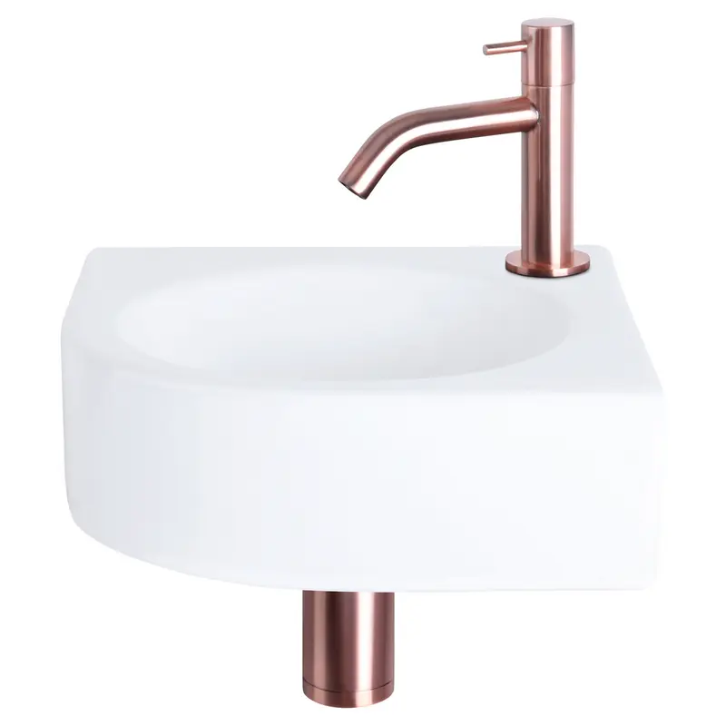 Differnz Cleo Hoekfonteinset Keramiek Wit Koper Gebogen 30x30cm