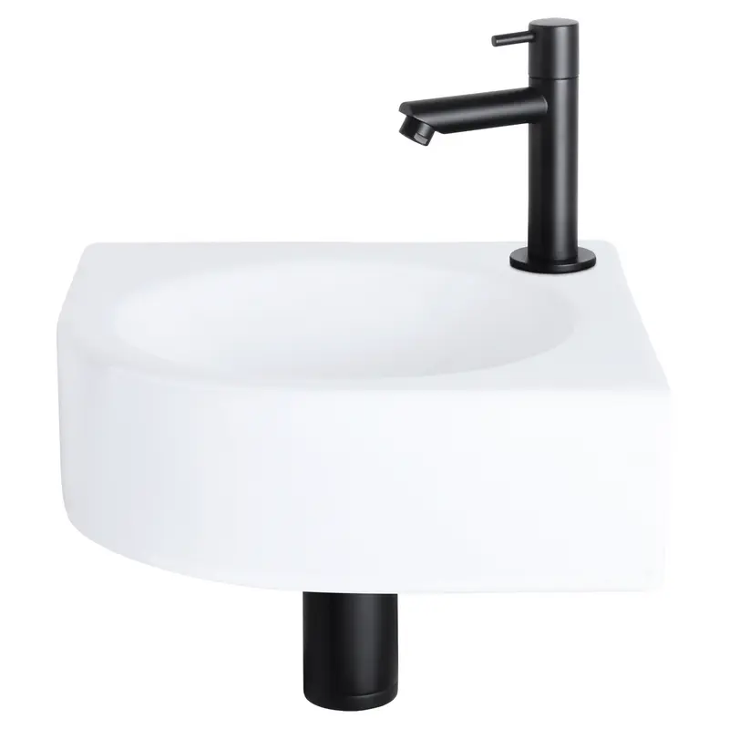 Differnz Cleo Hoekfonteinset Keramiek Wit Mat Zwart Recht 30x30cm