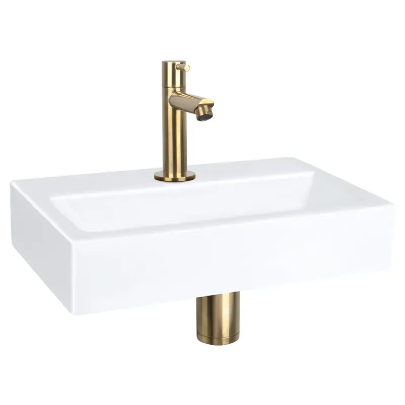 Differnz Flat Fonteinset Keramiek Wit Goud Gebogen 38x24cm