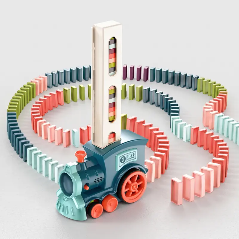 Domino train toy - automatic domino layer set for kids