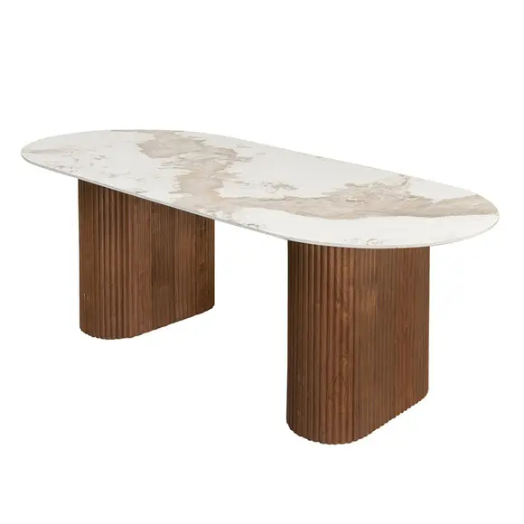 Eettafel Urban ceramic marmer/walnoot