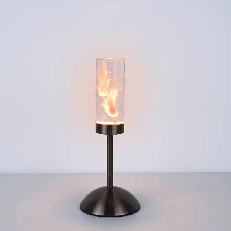 Floral table lamp - pressed-flower rechargeable colour light