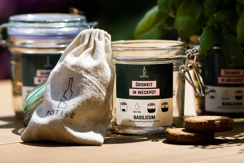 Growkit in duurzame weckpot - Basilicum