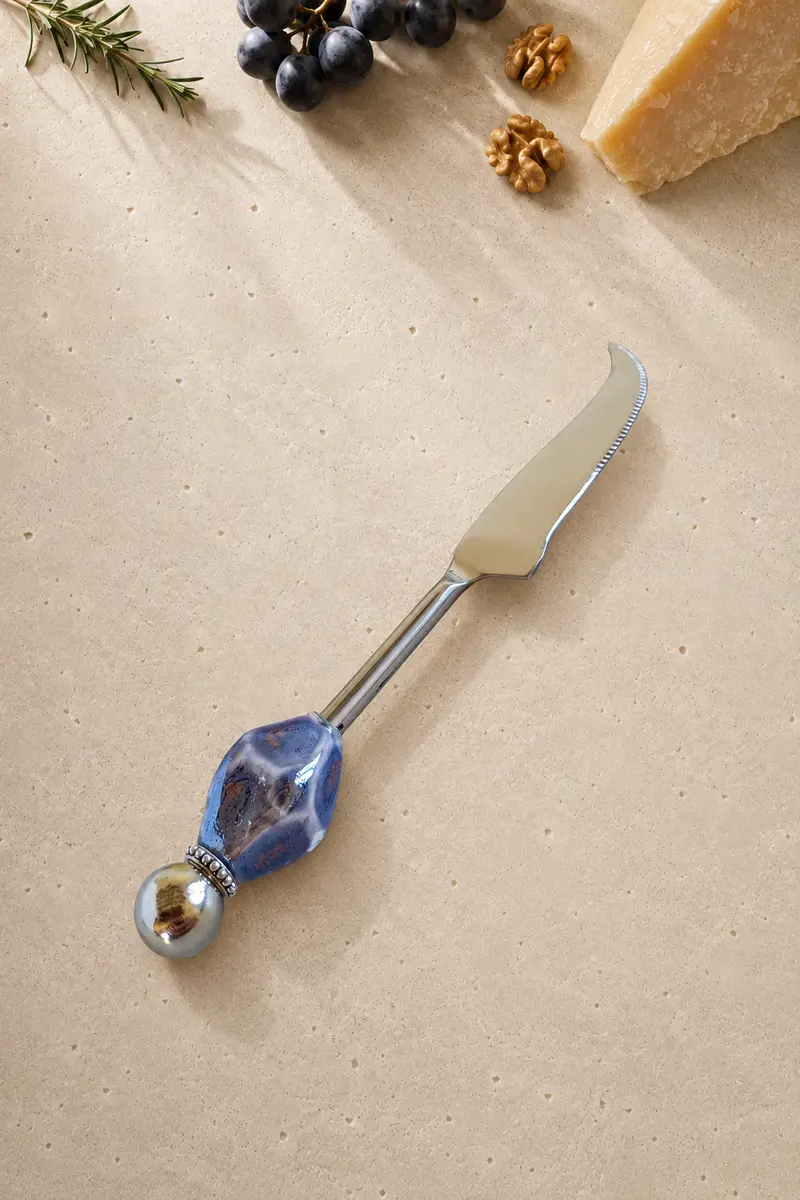 KABIR - Cheese Slicer Knife with Blue Beads