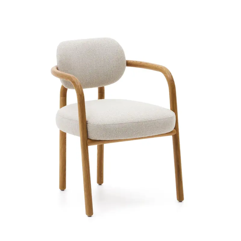 Kave Home Eetkamerstoel Melqui Eikenhout - Beige - Japandi