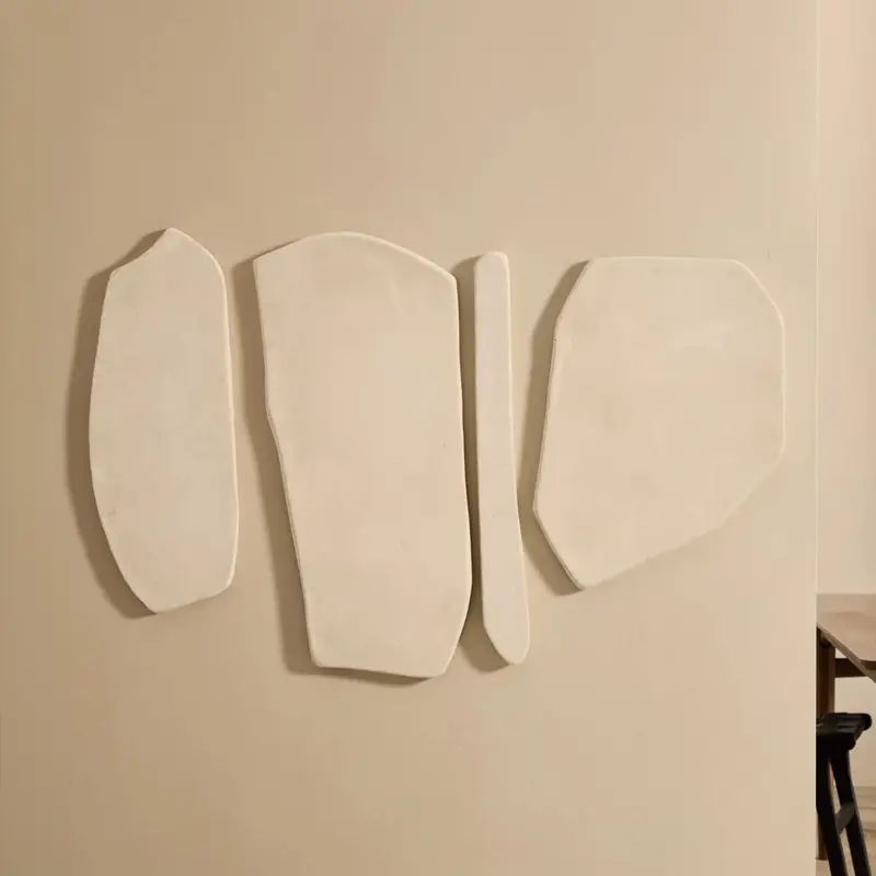 Kave Home Wandpaneel Siluna Papier-maché Set van 4 - Wit