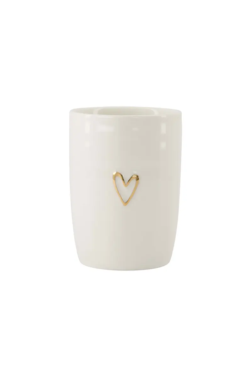 Koffiemok Open Hartje | white / gold