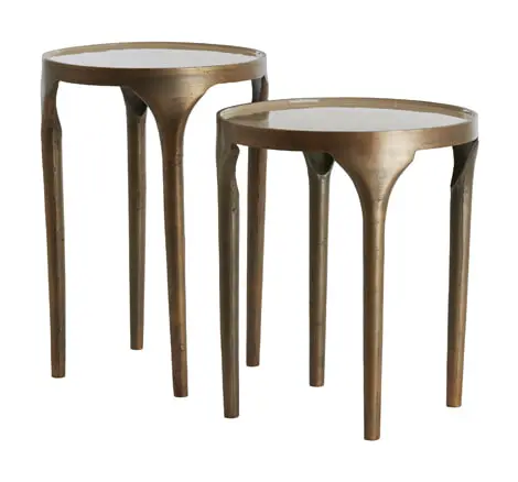 Light & Living Bijzettafel Lapaz set van 2 - antiek brons/taupe