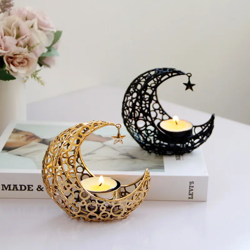 Light Luxury Crescent Moon Star Moon Candle Holder