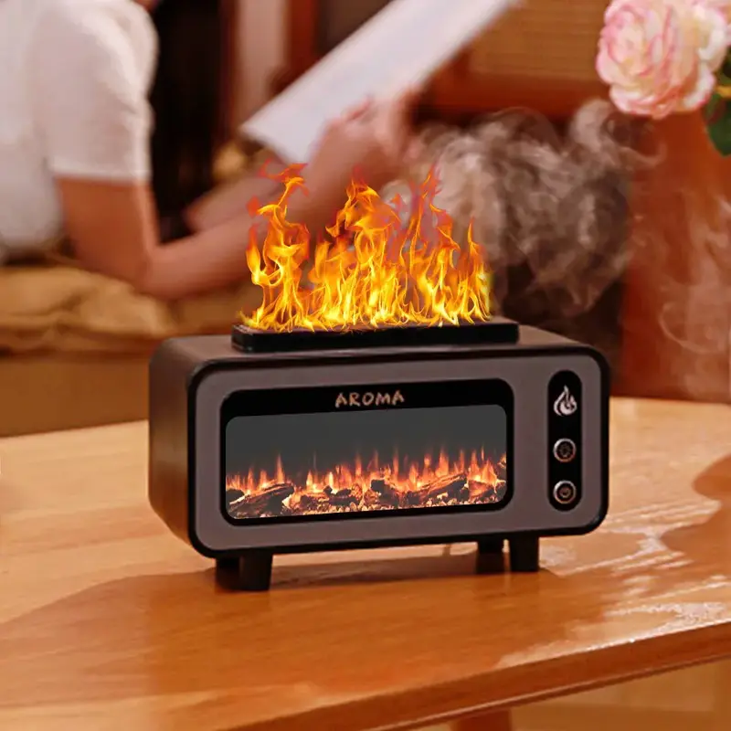 New Design Ultrasonic Flame Humidifier 200ml Simulated Fireplace