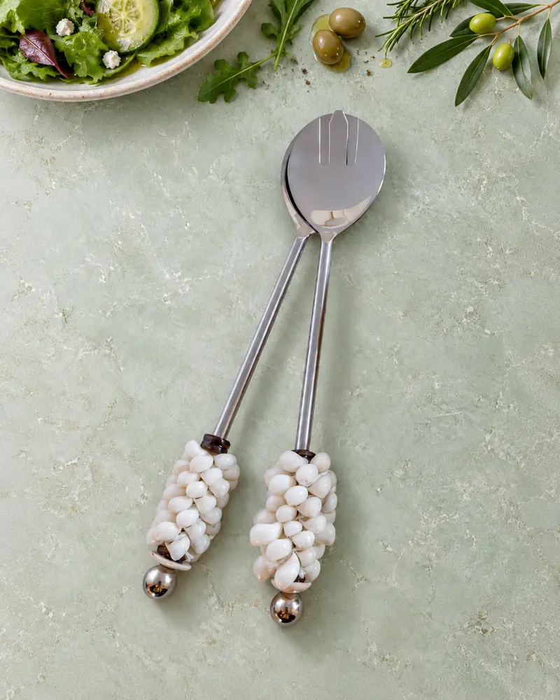 Salad Spoons with White Shells - Set of 2 - DAWHA