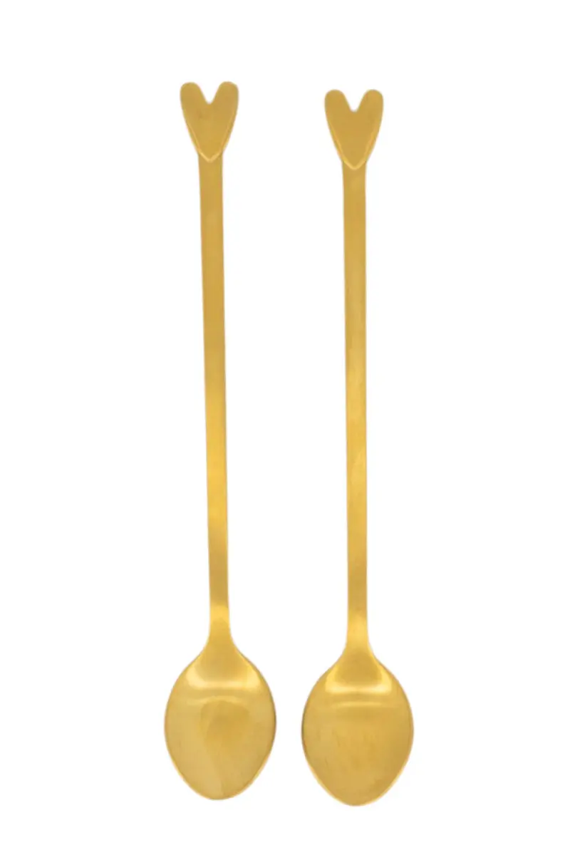 Set van 2 Lange Lepels Hartje | gold