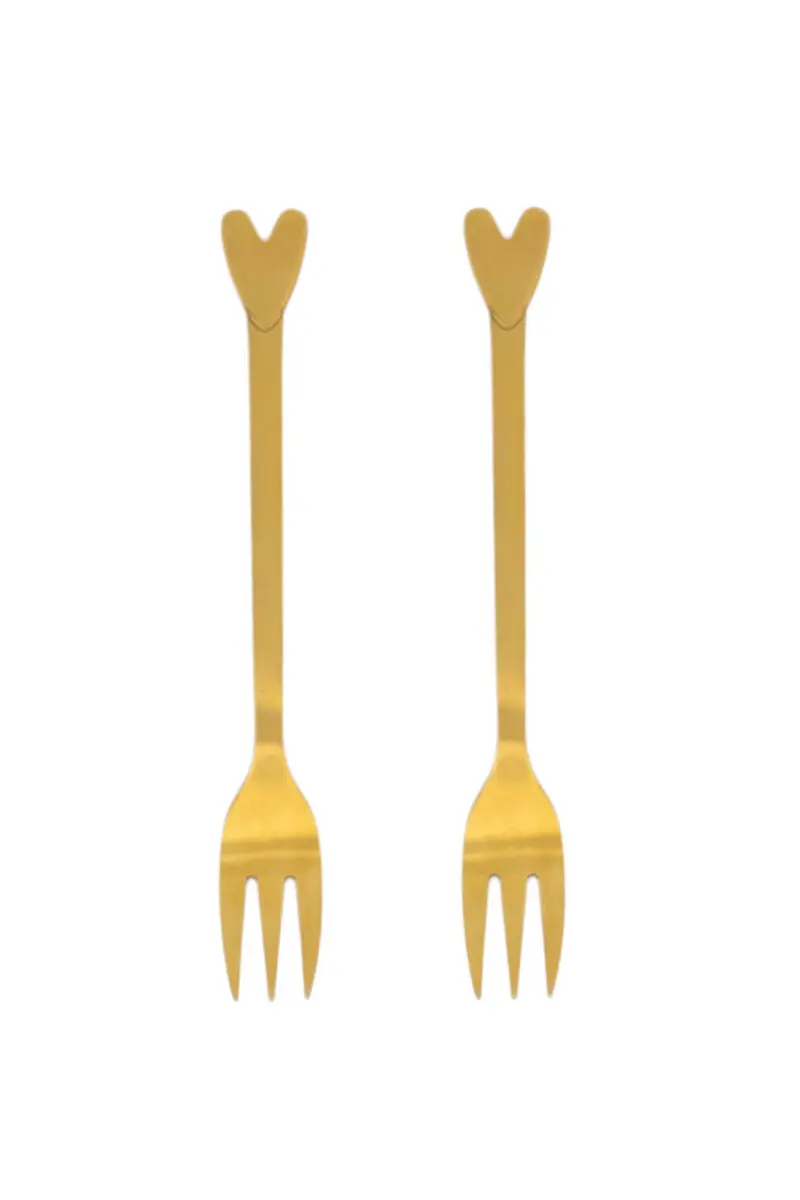 Set van 2 Vorkjes Hartje | gold