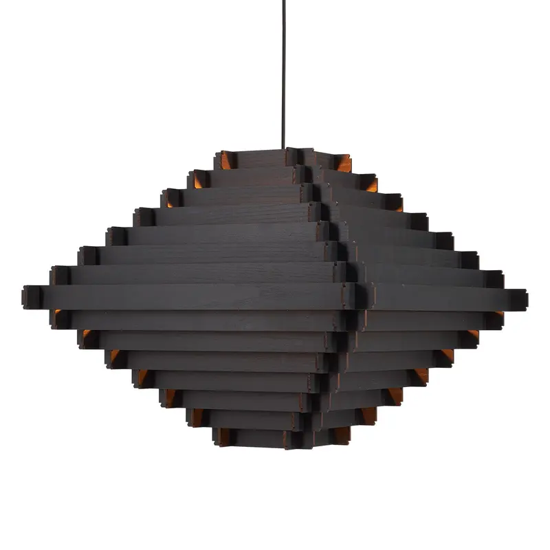 Stapellamp 65cm zwarte hanglamp van hout