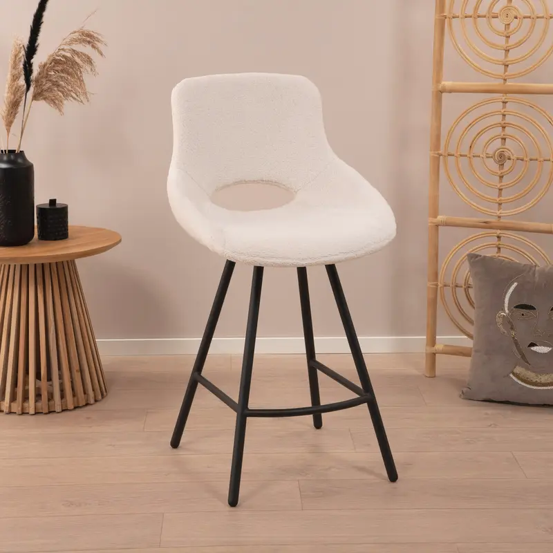 Tower Living Barkruk Campo Teddy - Wit