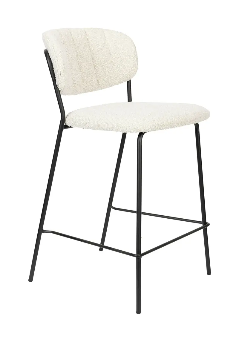 ZILT Barstoel Maris Bouclé - Crème (zithoogte 65 cm)