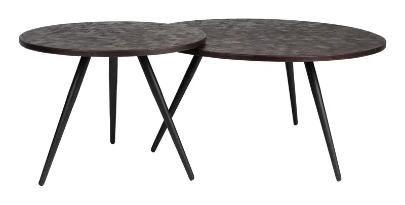 ZILT Salontafel Yasmijn Teakhout Set van 2 - Bruin
